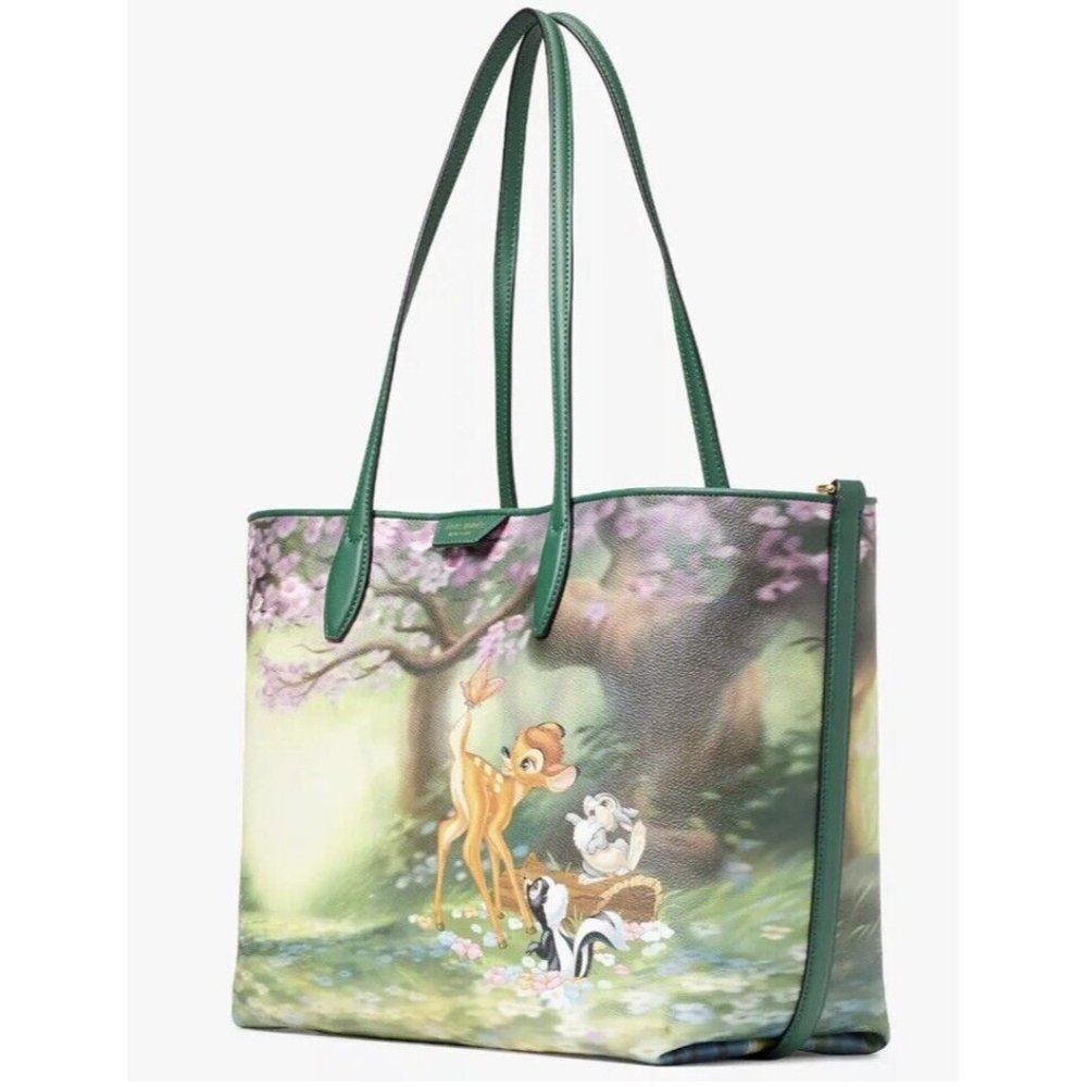 Disney x Kate Spade Bambi Thumper Sutton Tote Bag Purse Forest Scene NWT RARE - Picture 2 of 5
